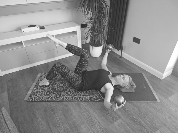 Carly from Fit and Alive which specialises in Pilates in and around Chippenham and online. This is a Toe Tap and Chest Fly exercise using a resistance band, which helps build strength improving bone density and lowering the risk of osteoporosis.